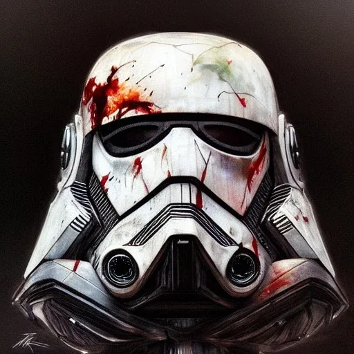 photorealistic luke skywalker helmet with weathered painting , illustration on coarse canvas by <agnes cecile> and <Yoji Shinkawa>, ornate and intricate details , soft smooth lighting, ultra detailed concept art,