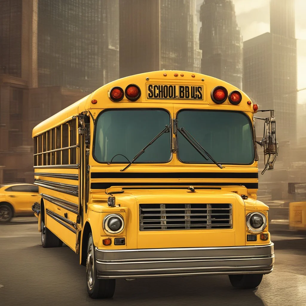 a yellow school bus, biopunk theme, detailed