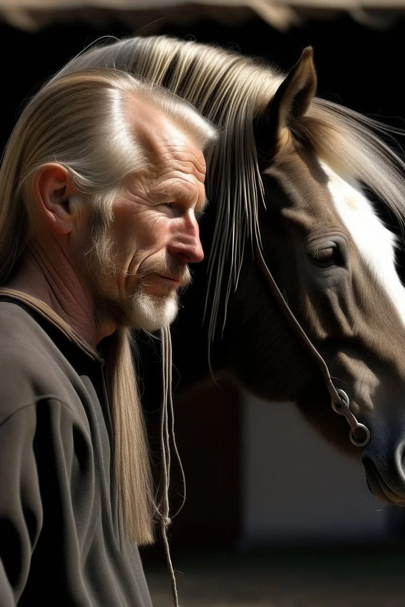 man with horse hair