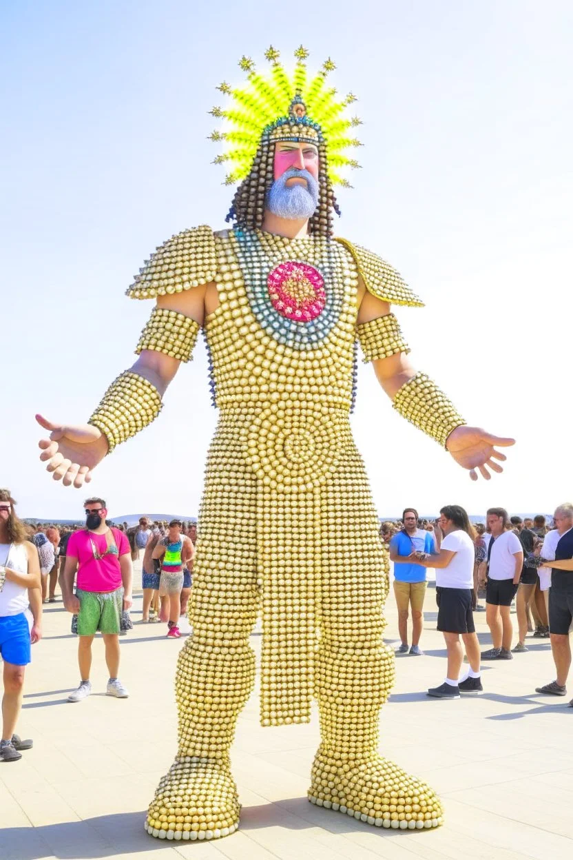 10,000 nerds worshipping giant lord of nerd at burning man festival in the style of hiroku ogai