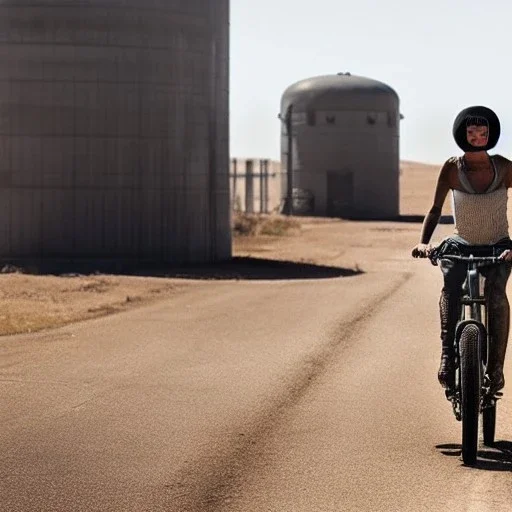 mad max woman on bike with watertank