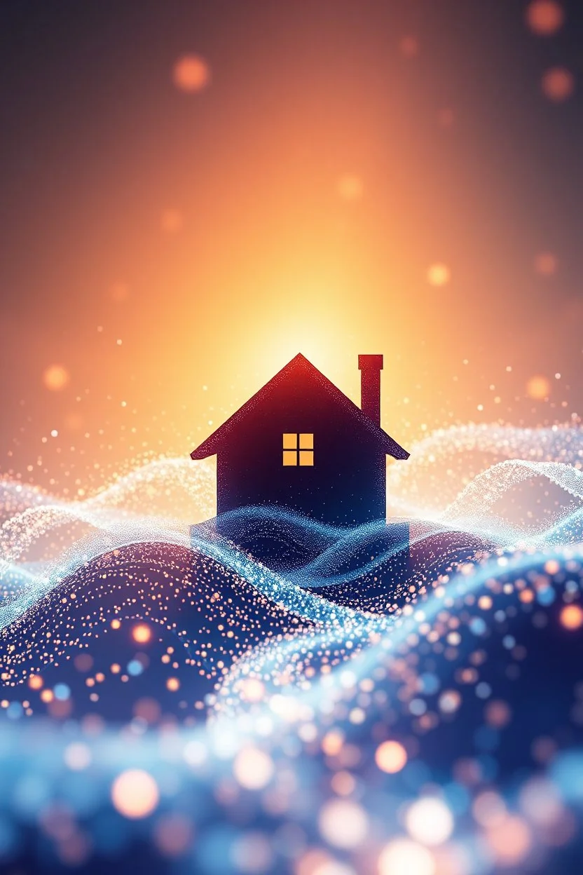 bright abstract particles waves length house music