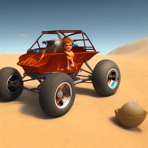 chick in a sand buggy, racing roads