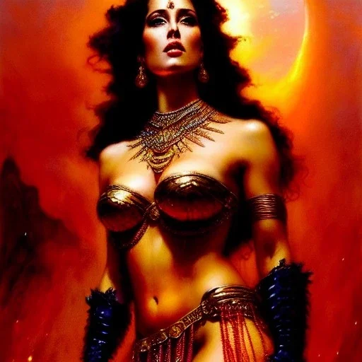 Drawing of beautiful face,'beautiful ,Busty Dejah Thoris',intense stare, ancient skintight armor, balanciaga fashion clothe painting by gaston bussiere, greg rutkowski, yoji shinkawa, yoshitaka amano, tsutomu nihei, donato giancola, tim hildebrandt, Oil on canvas, cinematic composition, extreme detail,fit full head inside picture,16k