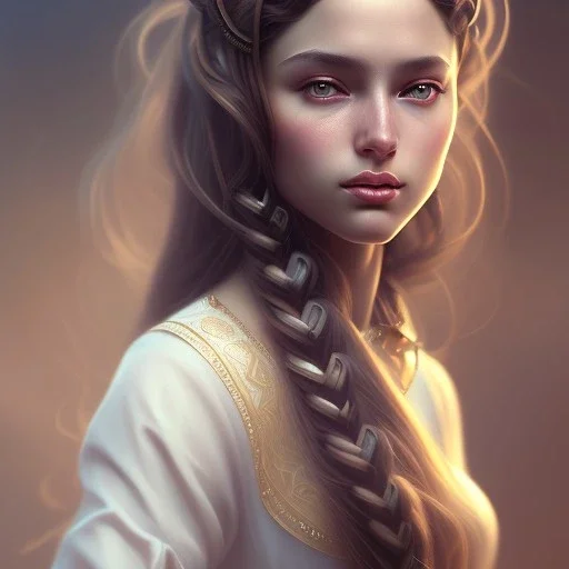 Arab princess , cute, beautiful, long hair, wavy hair, black eyes, head and shoulders portrait, cinematic, 8k, resolution concept art portrait by Greg Rutkowski, Artgerm, WLOP, Alphonse Mucha dynamic lighting hyperdetailed intricately detailed