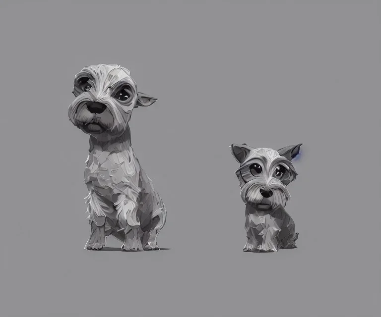 Cute salt and pepper miniature schnauzer Digital Art