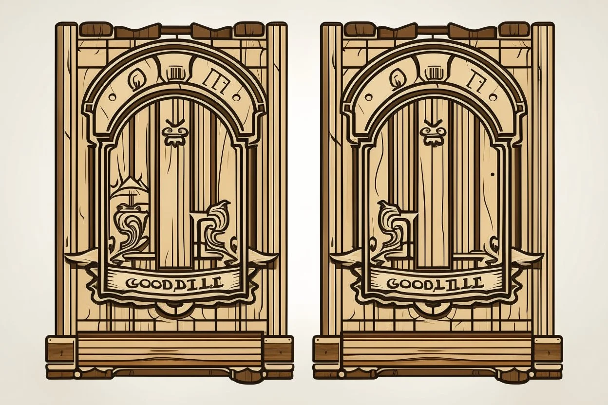 logo design for wooden double gates