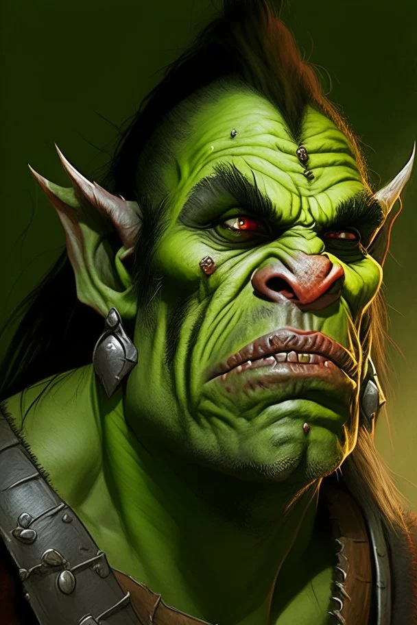 A comic portrait of an orc