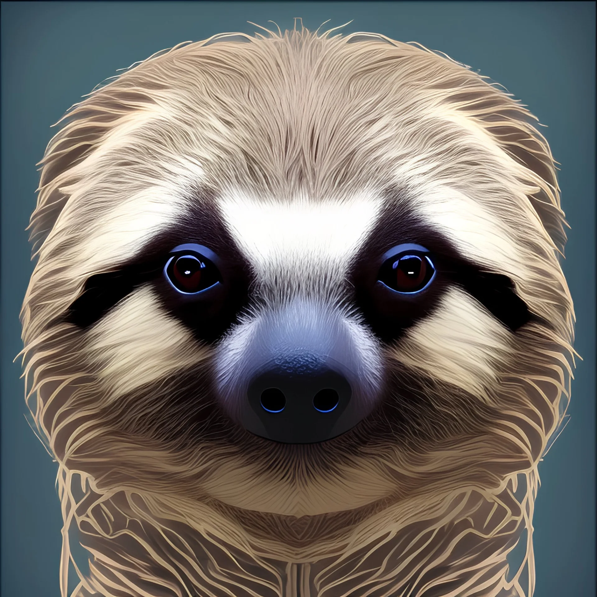 Portrait of a Highly detailed sloth in the wild in a distance