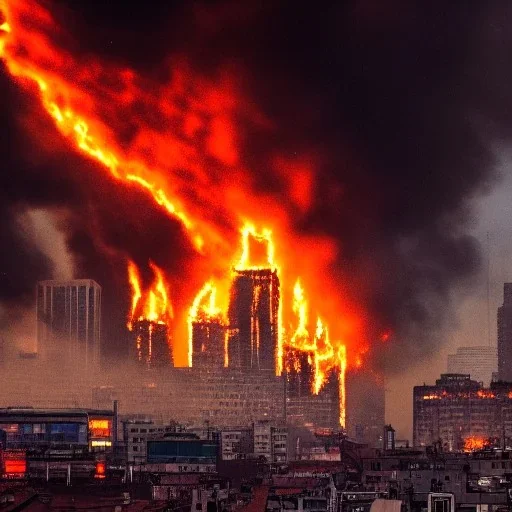 a burning city