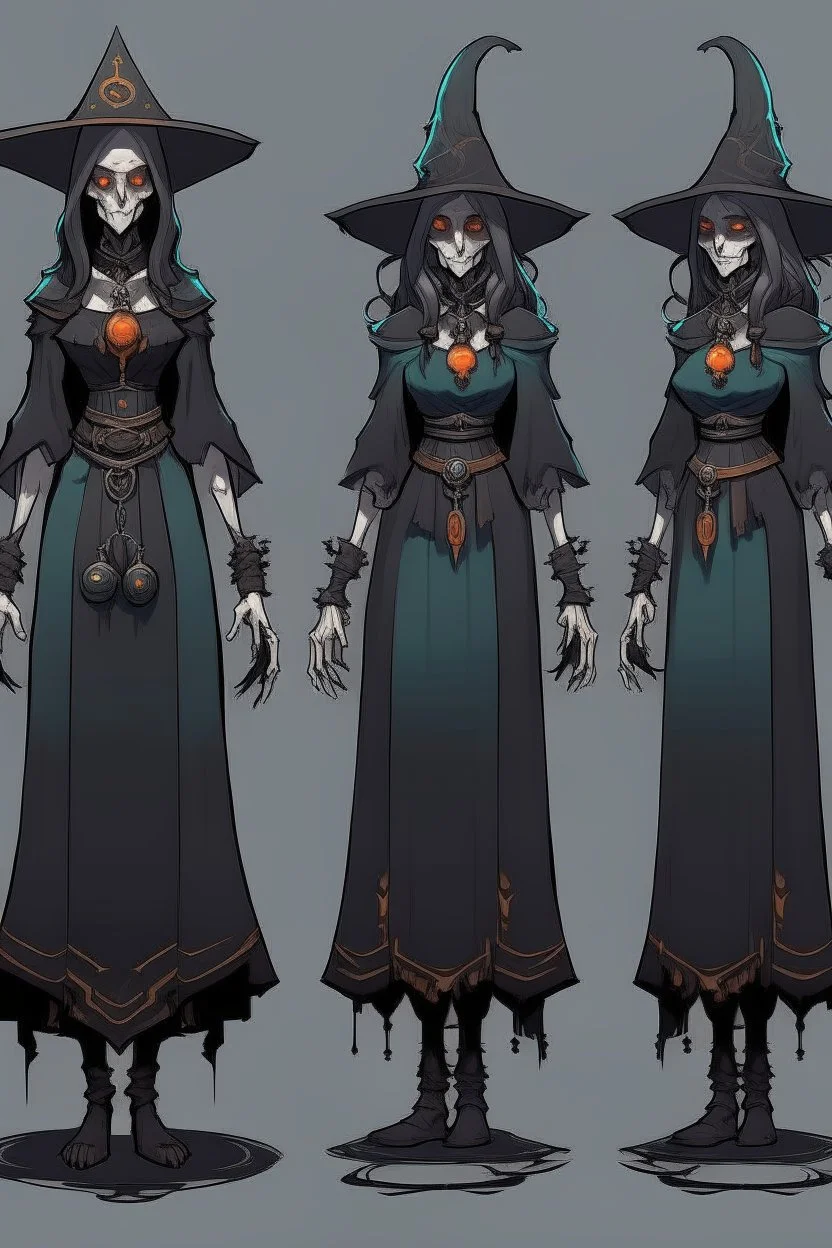 witch necromancer female dress turnaround