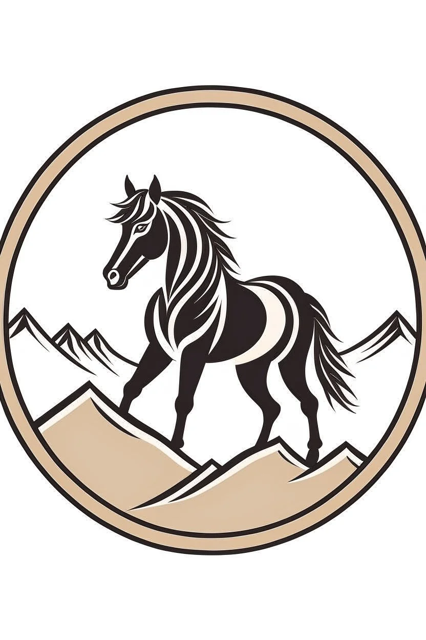 Horse and mountain range graphic logo