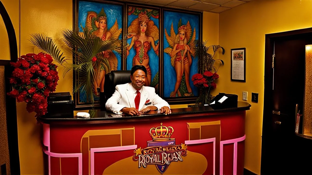 royal relax inn's very flamboyant front desk girly man