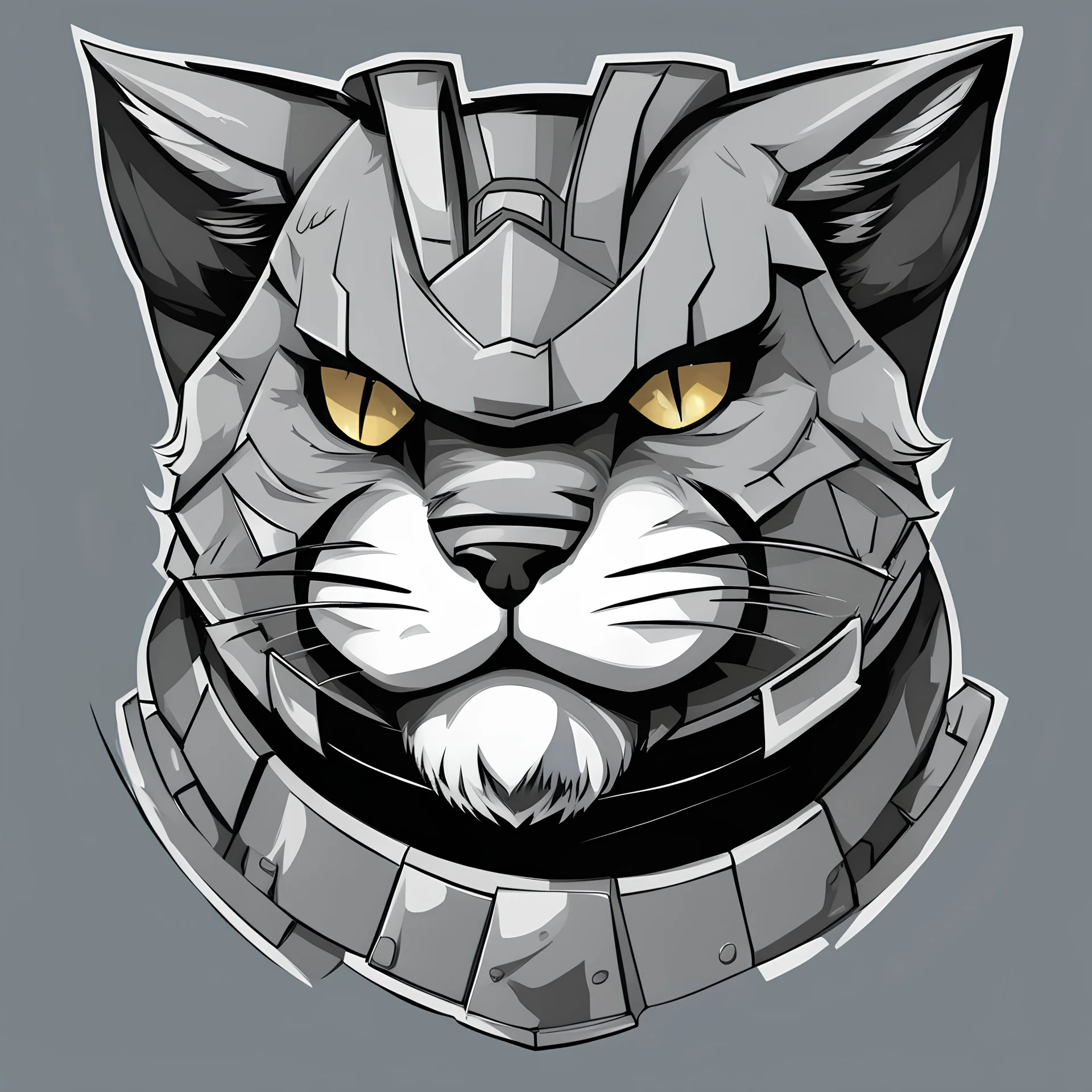 A warrior cat, with armour, angry face
