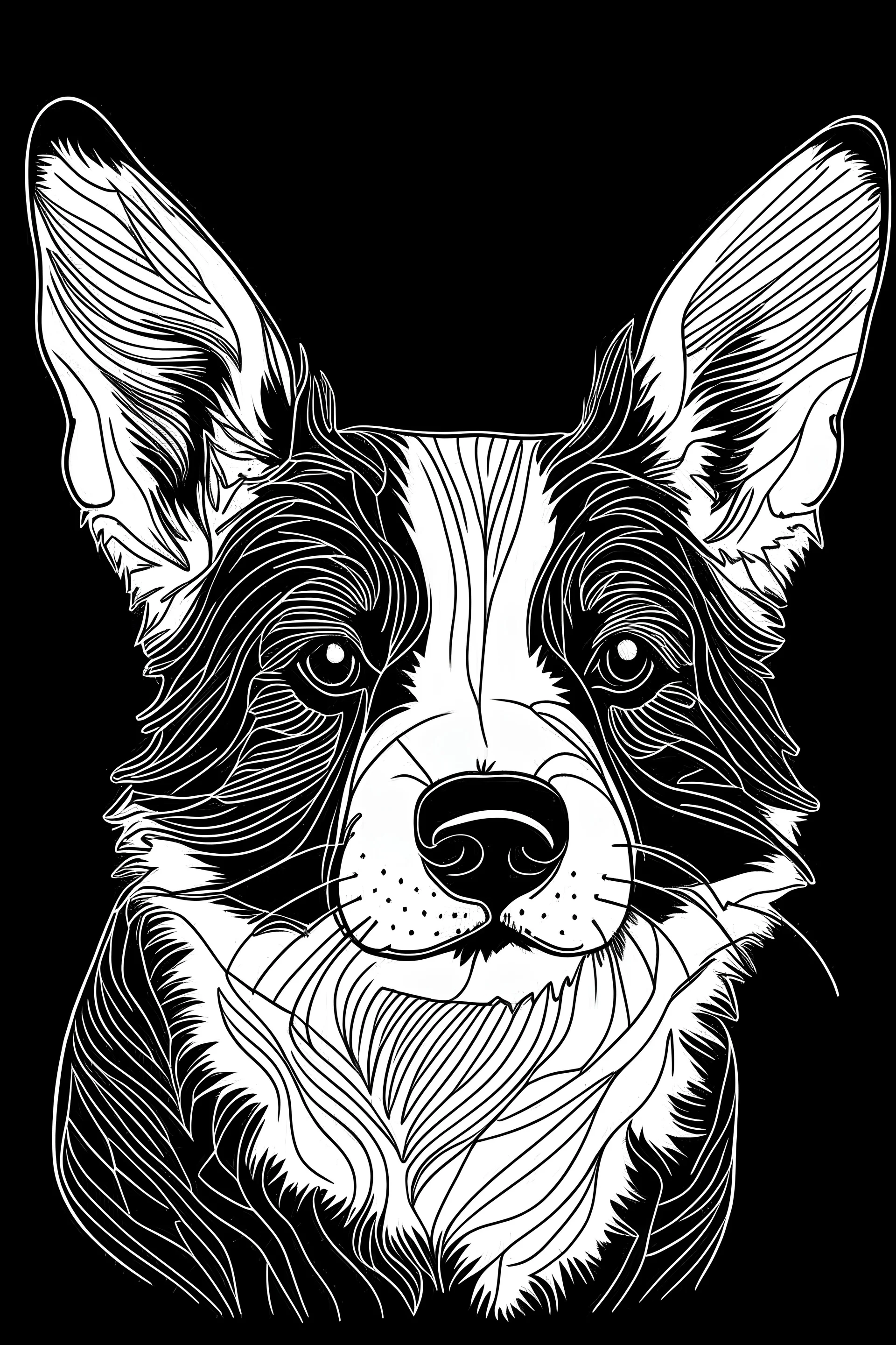 corgi drawn outline black