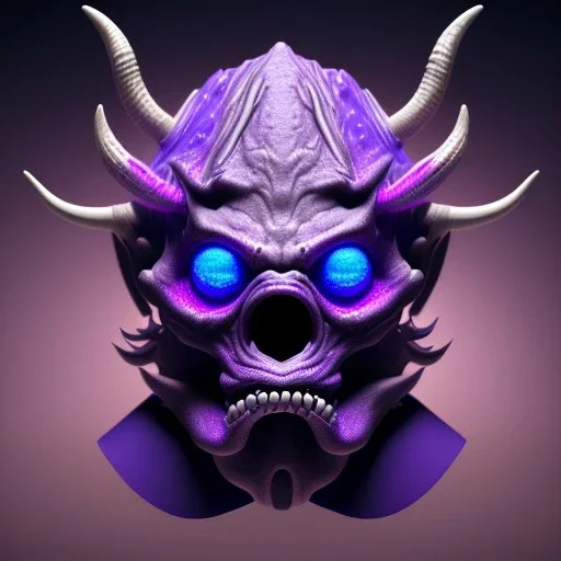 oni purple mask in galaxy, teal and purple smoke, detailed, realistic, 4k