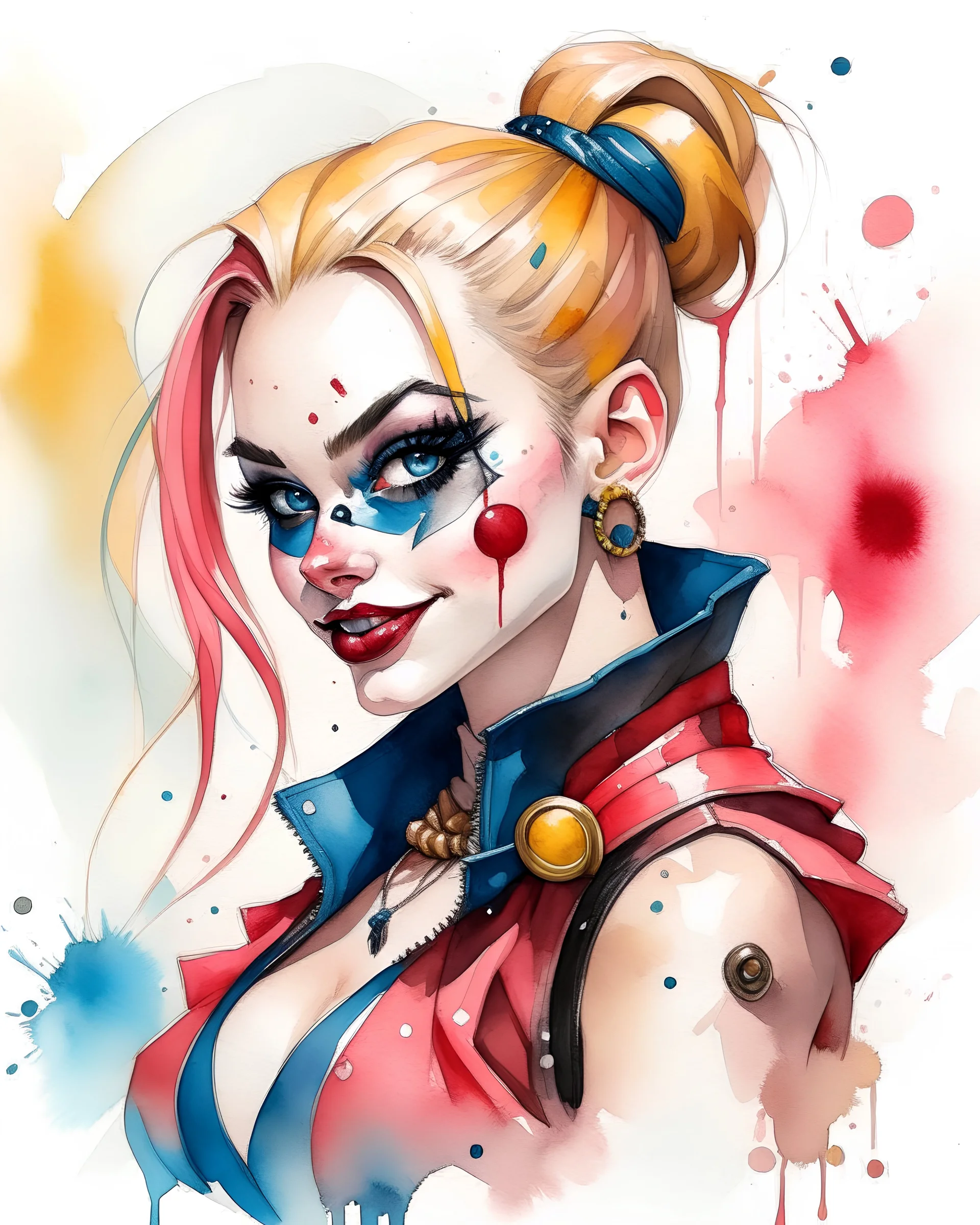 harley quinn Steam Punk, Watercolor