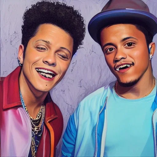 Painting of Bruno mars and Anderson paak