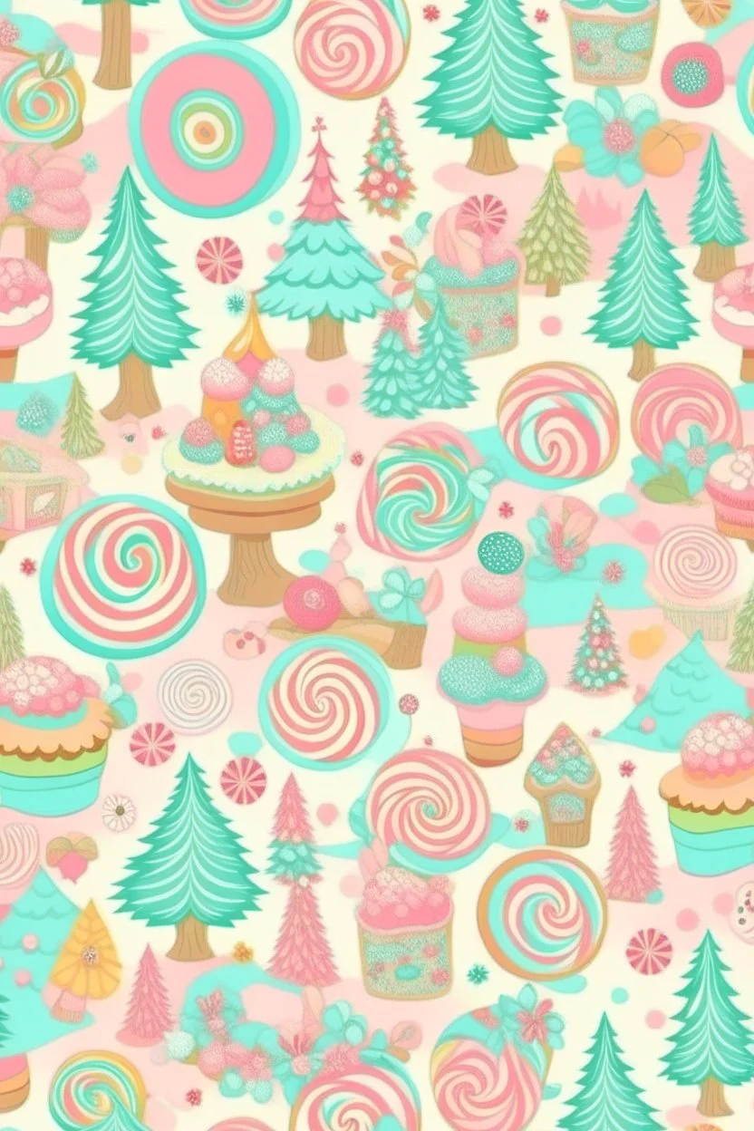 Candyland Christmas in pastel retro