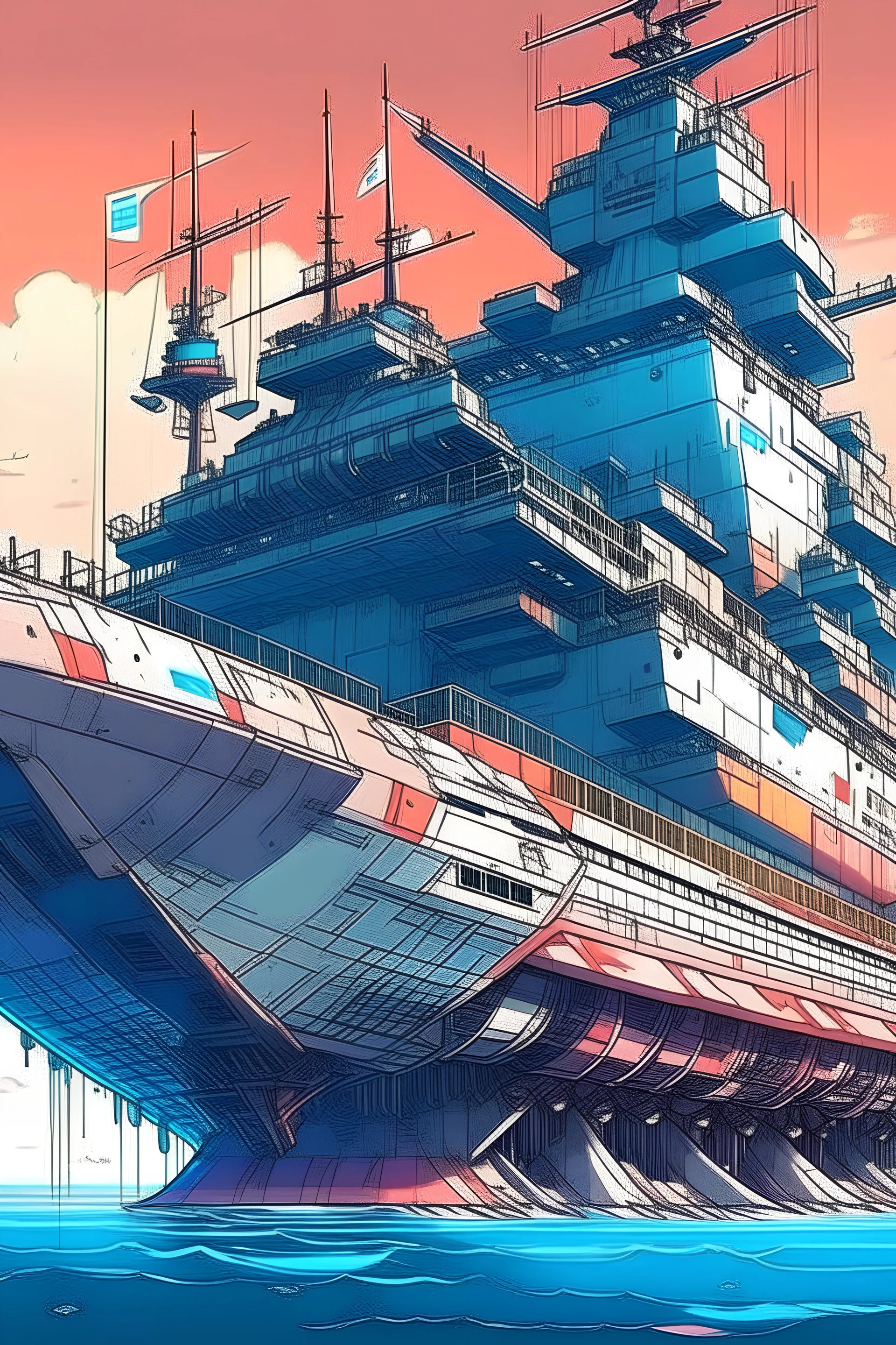 Draw a giant war ship with coloured make it new make it way bigger way way way bigger bro that’s tiny make it way bigger make it 100 times bigger make it. Look like a modern ship and make it look realistic make it infinite times bigger compared to our planet make it have guns everywhere