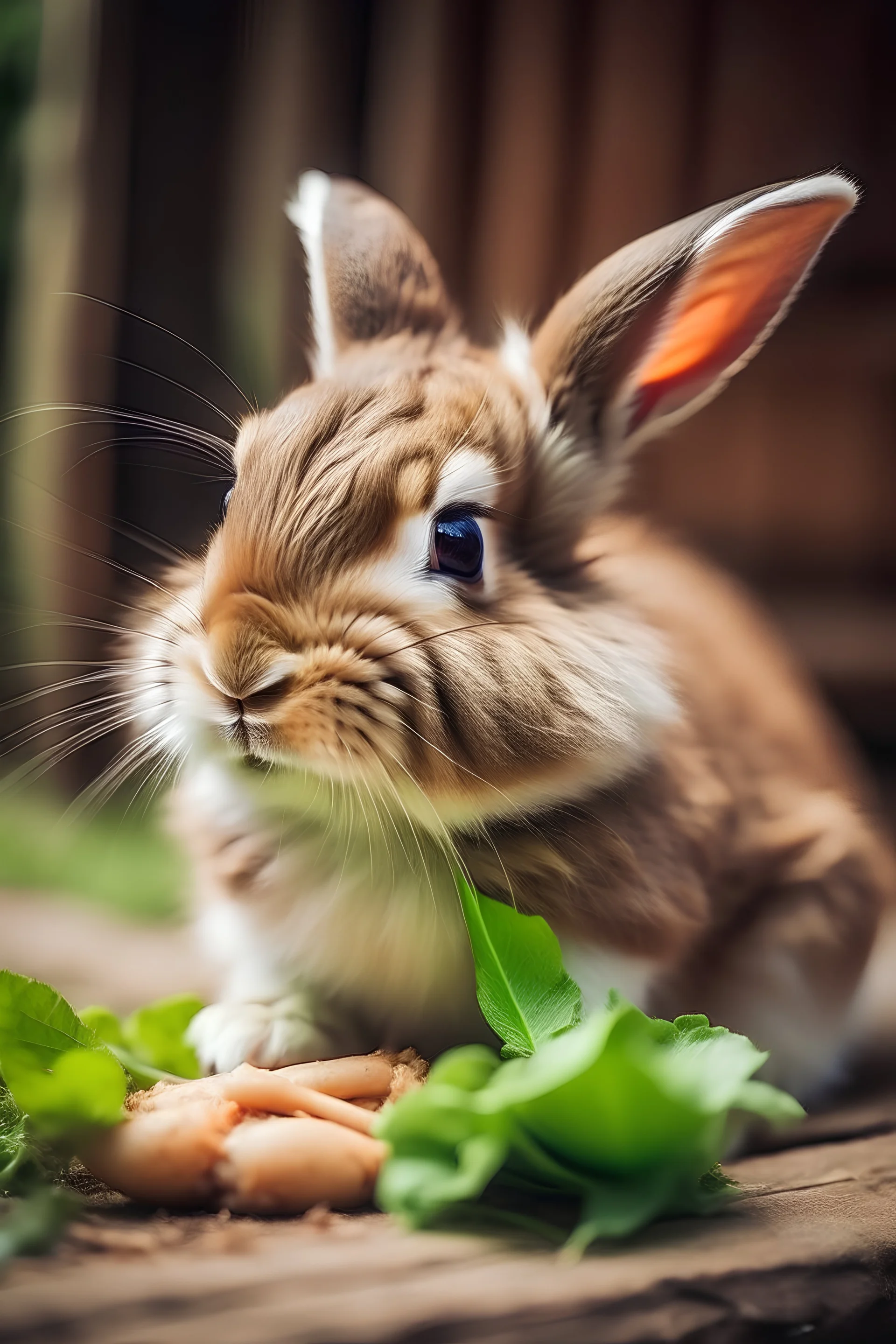 a cute bunny eating