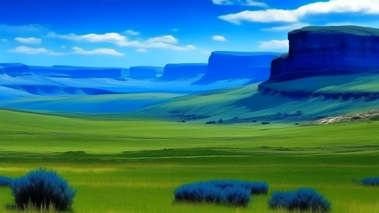 I want a picture of a landscape plateau, and I want a picture in blue