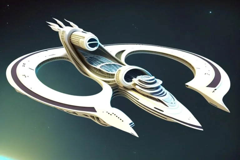 a gigantic starship shaped like a Mobius strip