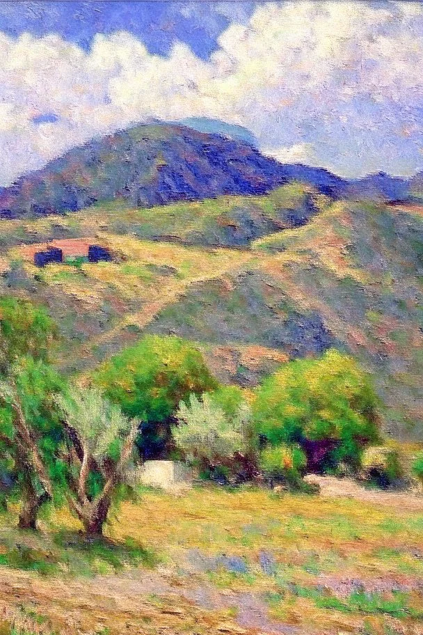 Spanish landscape oil painting, detailed Claude Monet