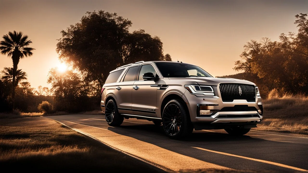 Lincoln Navigator Shelby GT500, rear view, cinematic, luxurious --chaos 80 --ar 16:9 --style raw --stylize 700