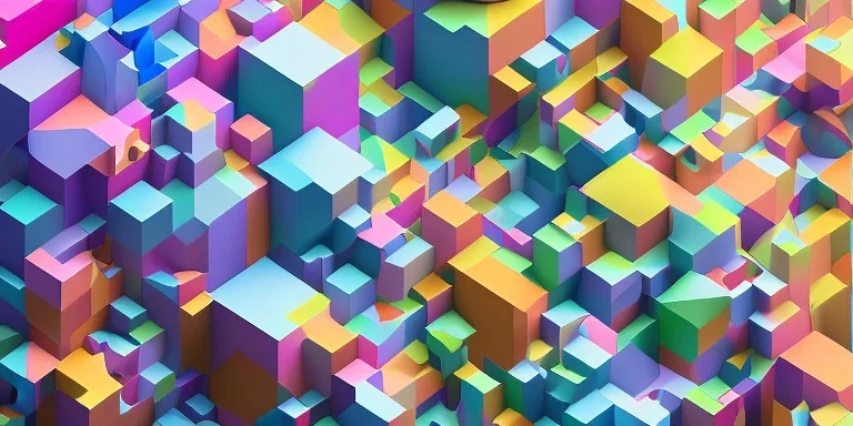 3D colorful geometric installation, simplistic, studio lighting, C4D, 16k, Behance, Artstation, centered, top down camera, vibrant