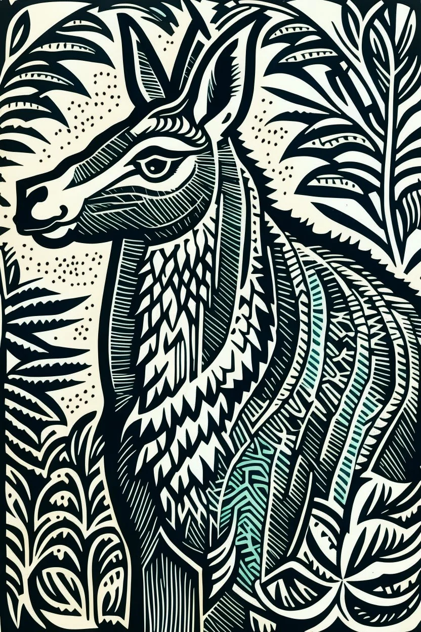 Linocut llama