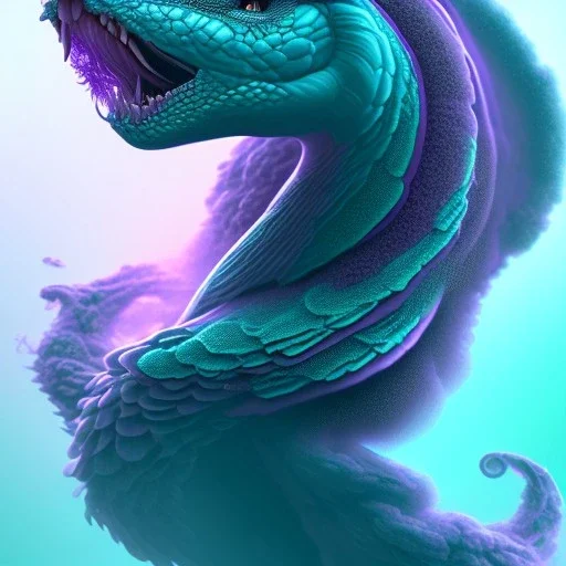 teal and purple smoke, detailed, realistic, 4k