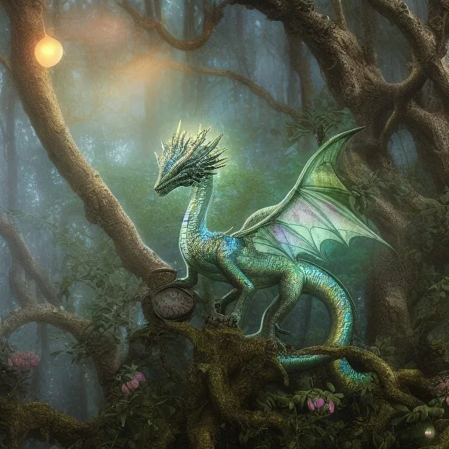 closeup of stunning baby dragon, iridescent wings, glittery scales, in forest with globes of light, flowers, 8k resolution, 3D octane render, intricate, sharp, crisp, digital art, detailed matte, volumetric lighting George Grie, Anne Dittman, Anne Stokes, Lisa Parker, Selina French, greg rutowski