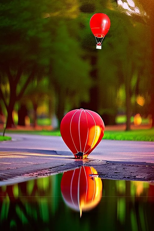 Red balloon coming from the drain