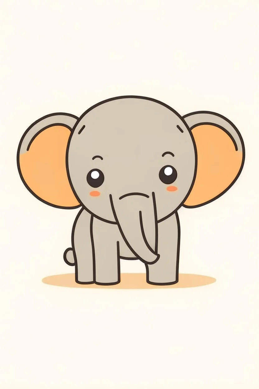 a simple of a cute elephant, in a drawing style