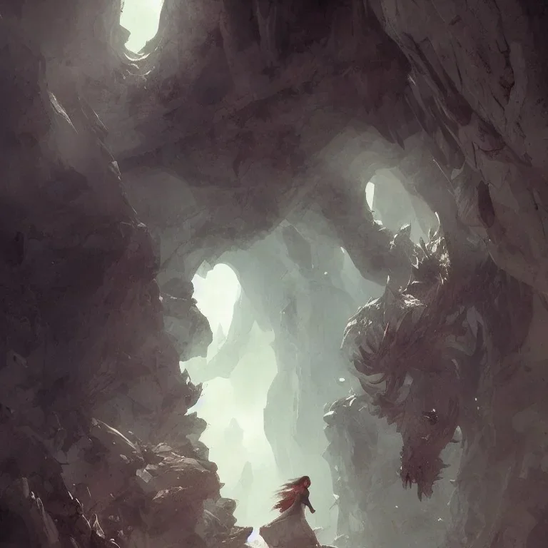 Dragon dans une caverne par Greg Rutkowski