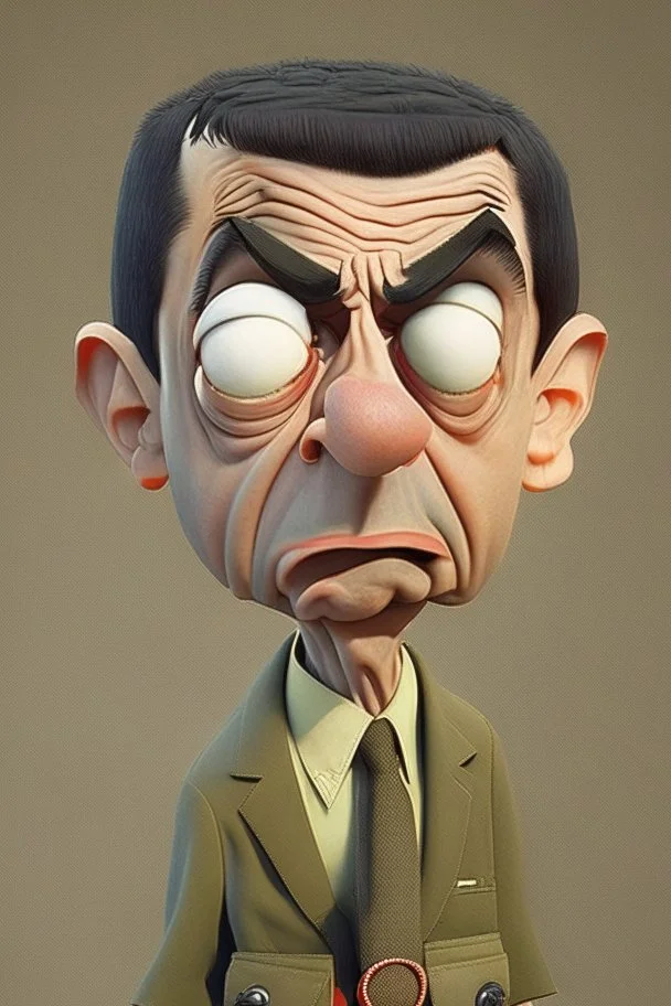 mr bean as rambo, cartoon style, 3d