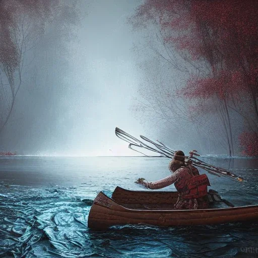 Insanely detailed photograph of an “artitcture plans of a canoe on river with rapids ” with intricate waves, intricate embroidered band of stars, hyperdetailed painting by Ismail Inceoglu Huang Guangjian and Dan Witz CGSociety ZBrush Central fantasy art album cover art,8K, hdr, romantic, mysterious, ominous, flowers, jewelry, steam,oil,cafe,street vendor,steamship,D&D