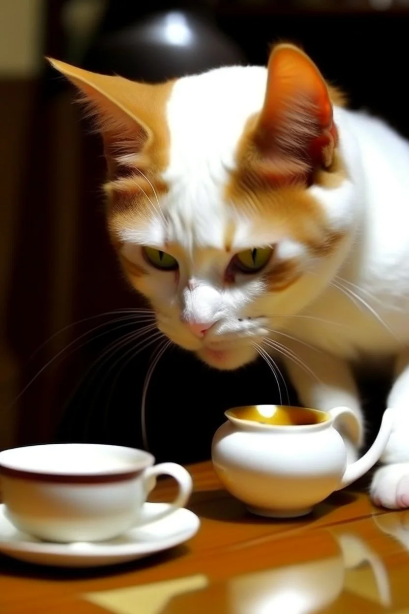 Cat brewing tea cute