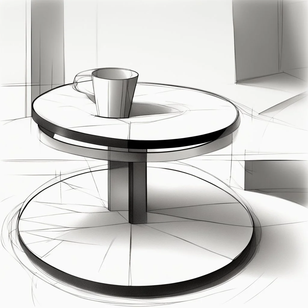 Modern “small” circular coffee table design, sketch