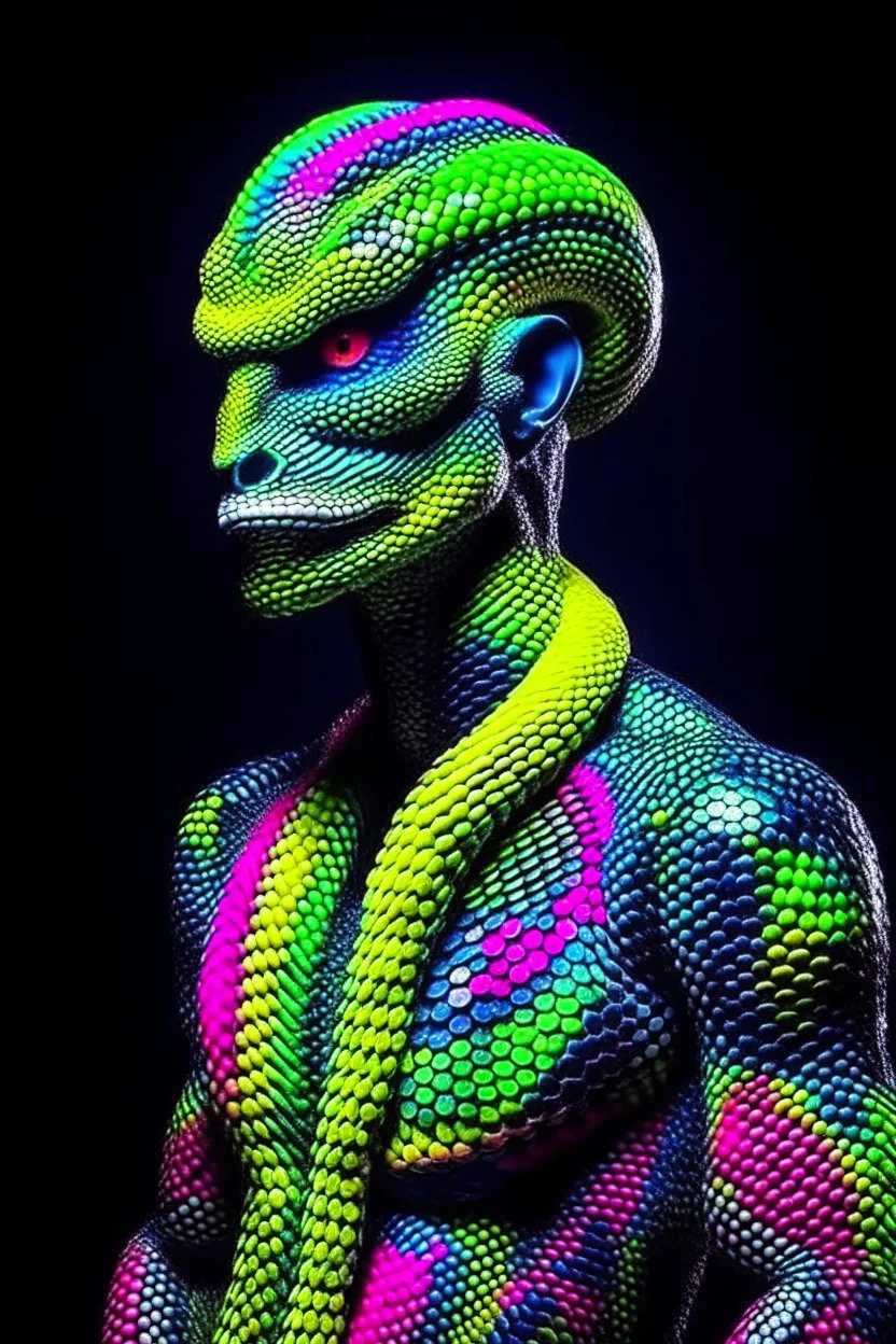 Mythical bright Snake dressed like a human