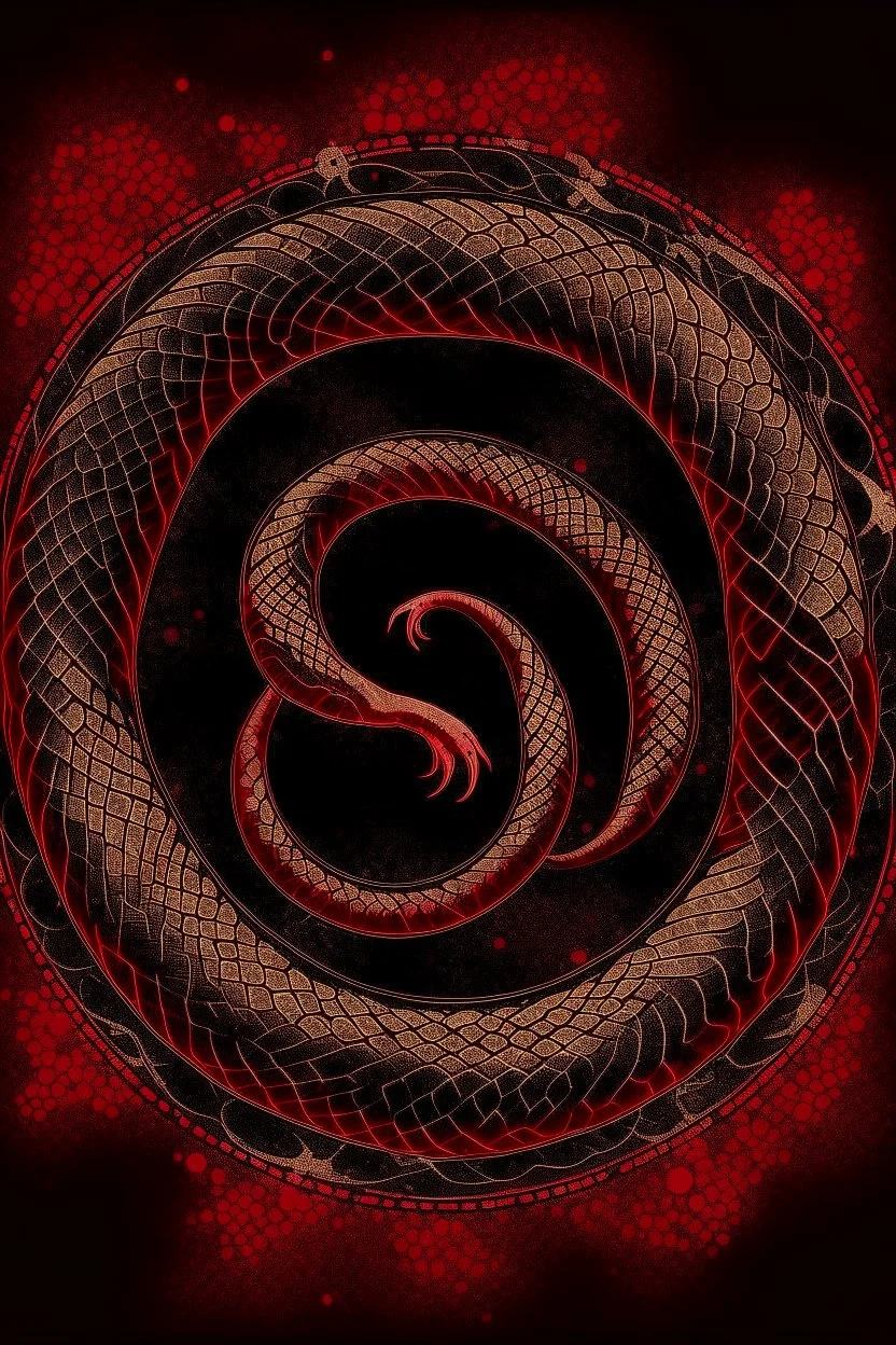 ouroboros made of red ink