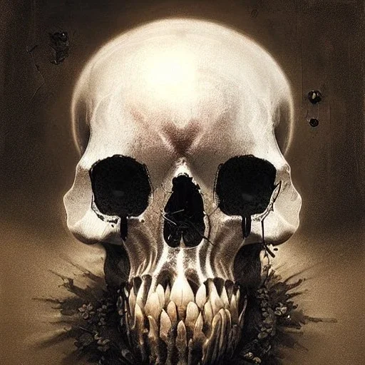 black lotus skull, digital art, rachel ruysch, santiago caruso, craig mullins, midjouney style,