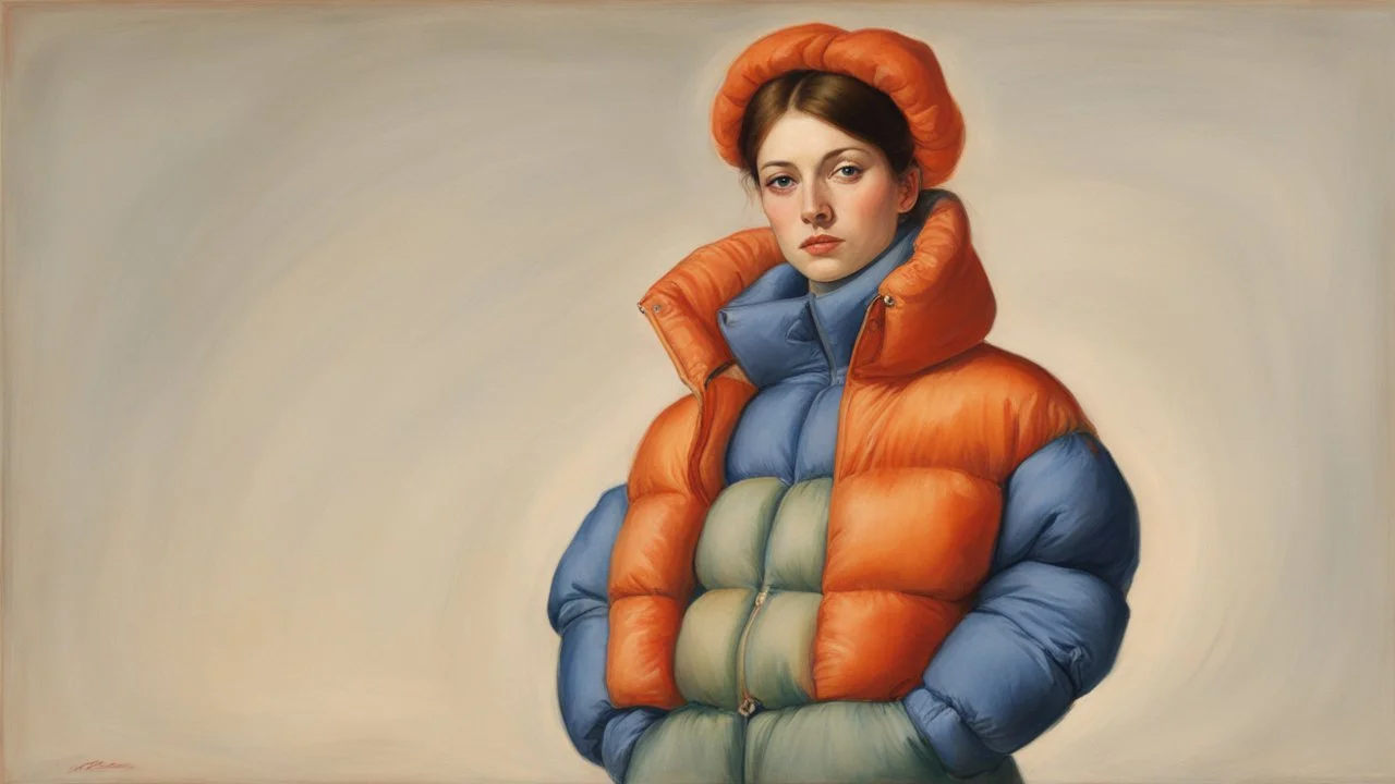 hot woman in puffer jacket by pontormo