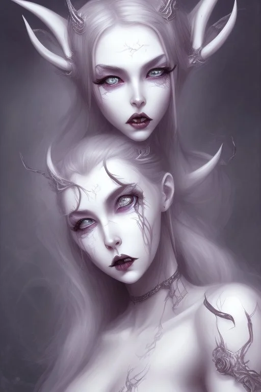 a gothic demon girl with horns