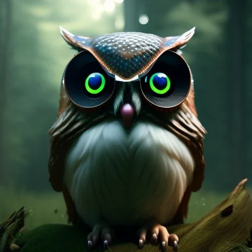 Hyper realistic Owl in forest, macro lens blur, photorealistic,studio lighting, sharp focus,masterpiece,night, unreal engine 5, octane render