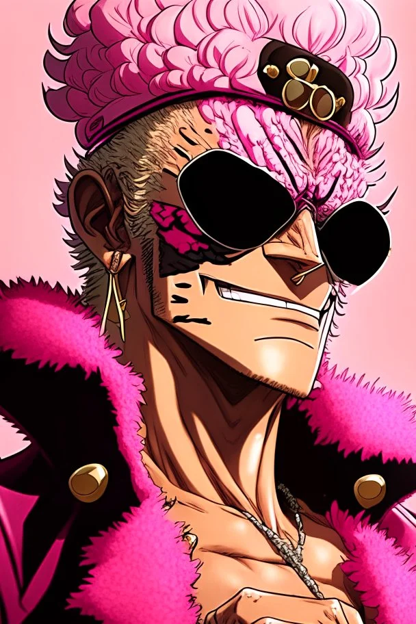 A comic portrait of Doflamingo, from One Piece anime
