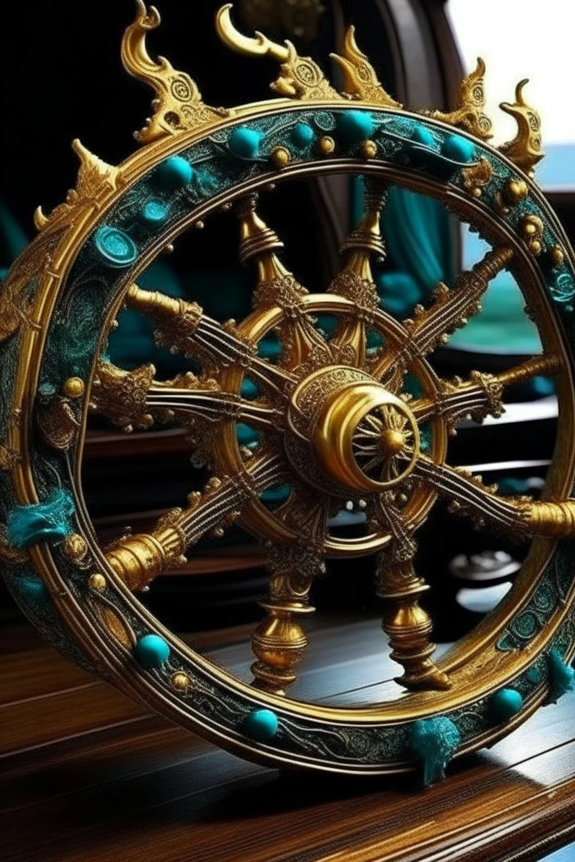 The Helm of the Dragon Queen is a fabulously gilded steering wheel adorning one of the finest pirate ships in the world but she was crippled during a battle and the magical wheel lost in the aqua depths