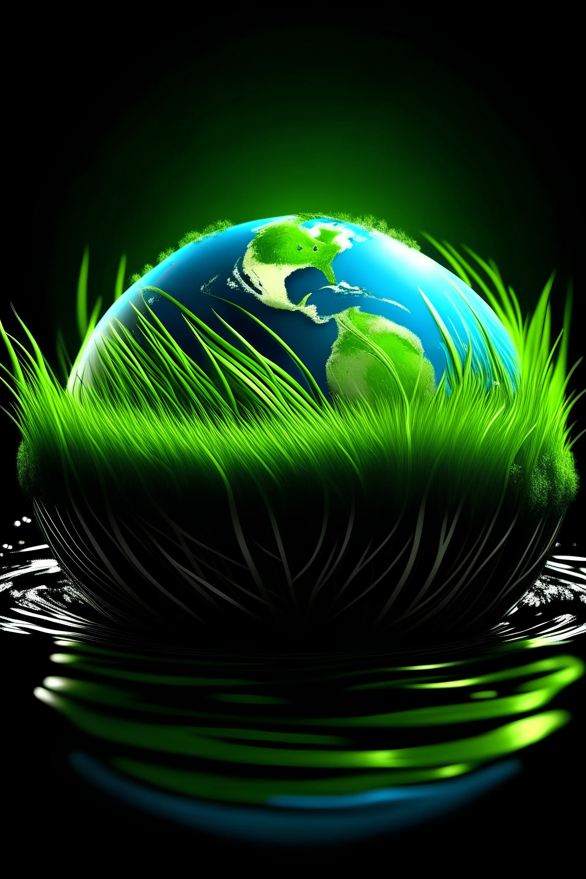 Earth in form of grass and water