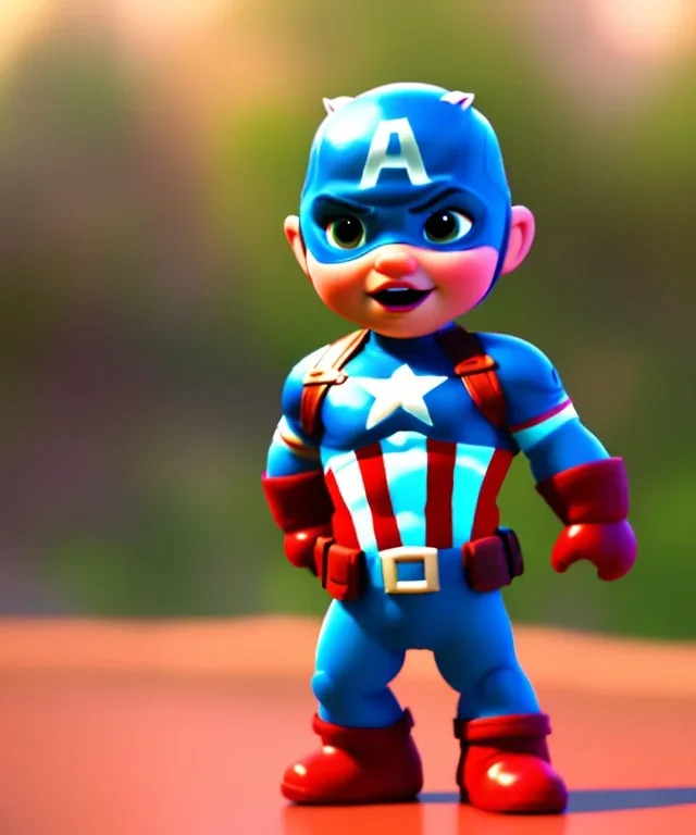 Baby captain america, full body, bokeh